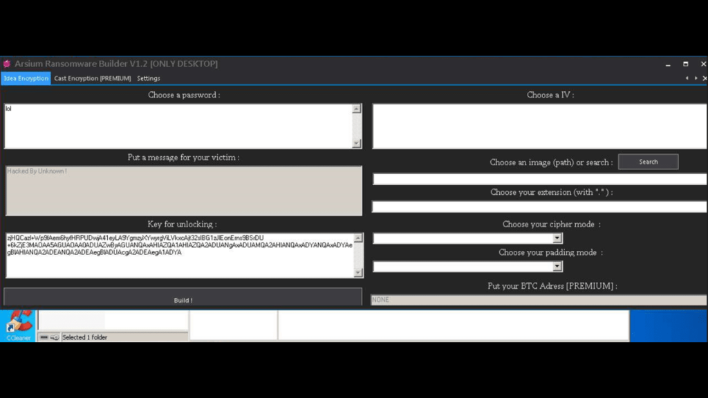 arsium ransomware builder working