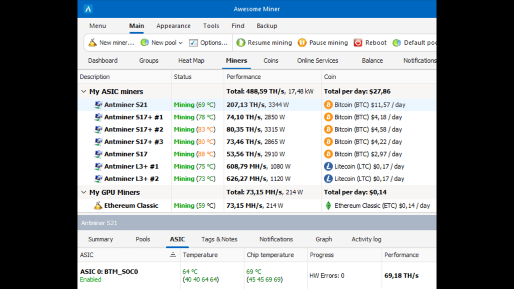 awesome miner 7.3