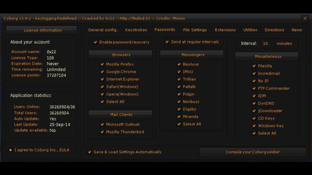 cyborg keylogger v3.9.2