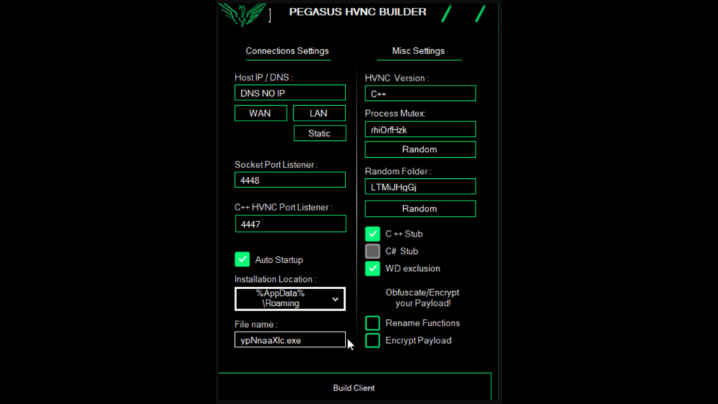 pegasus lime hvnc rat working