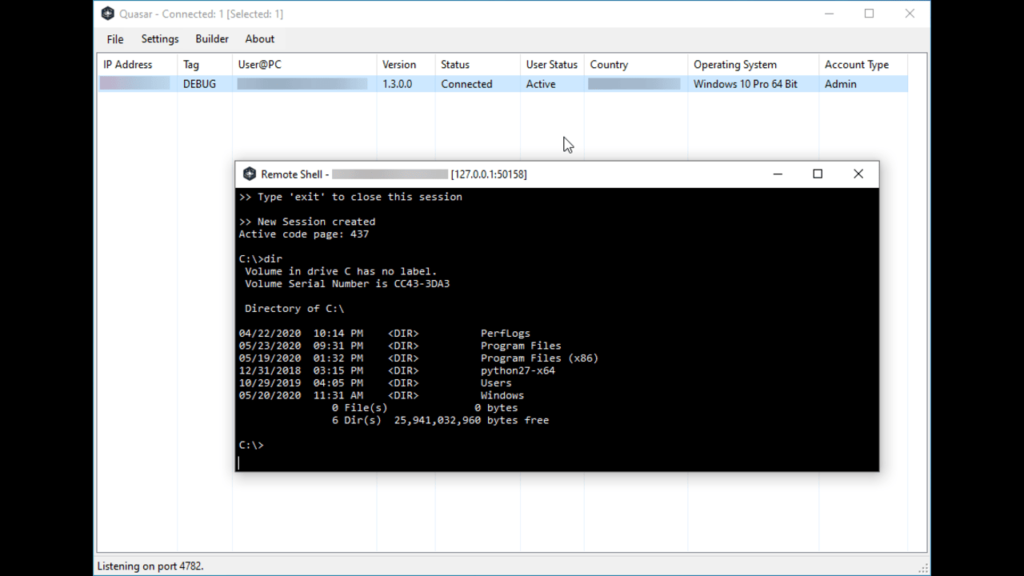 quasar rat v1.3 remote shell