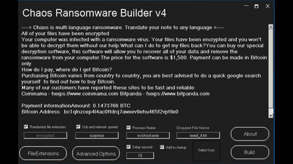 chaos ransomware builder